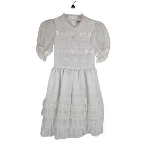 Merry Girl First Communion Wedding Lace Ruffle GIRLS Dress  & Vail 10